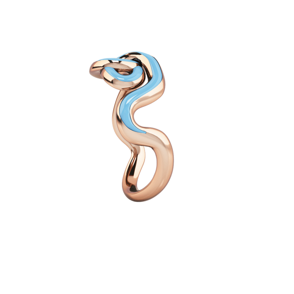 1986 Wiggle Wiggle Knot Baby Blue Enamel & Rose Gold Ring