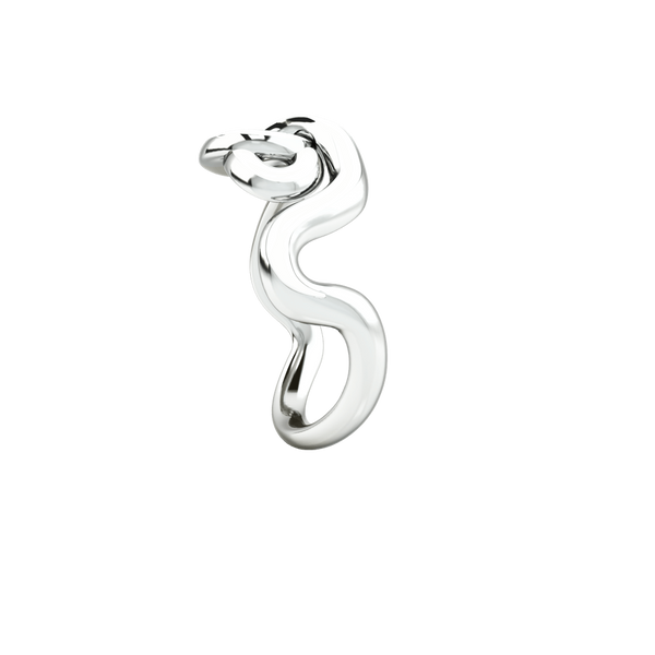 1986 Wiggle Wiggle Knot White Enamel & Rhodium Ring