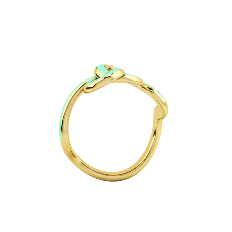 1986 Wiggle Wiggle Knot Baby Green Enamel & Gold Ring