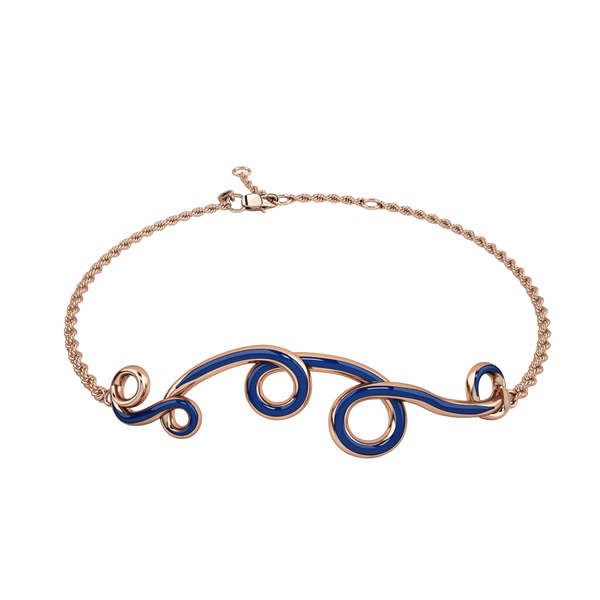 1986 Wiggle Wiggle Bracelet in Royal Blue Enamel & Rose Gold