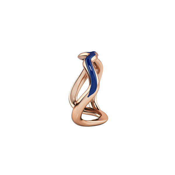 1986 Wiggle Wiggle Thread Royal Blue Enamel & Rose Gold Ring