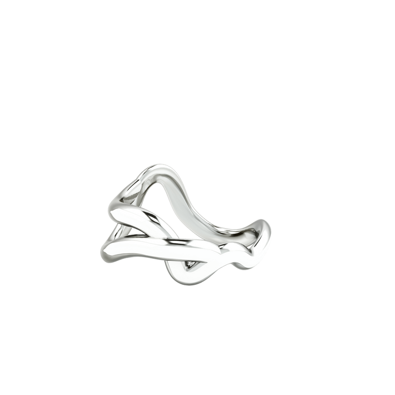 1986 Wiggle Wiggle Thread White Enamel & Rhodium Ring