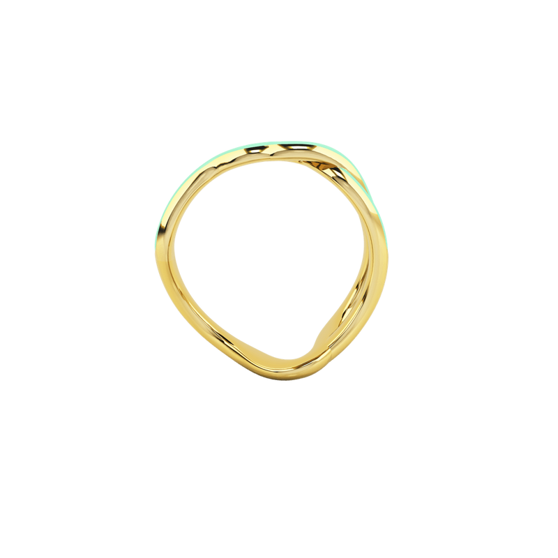 1986 Wiggle Wiggle Thread Baby Green Enamel & Gold Ring