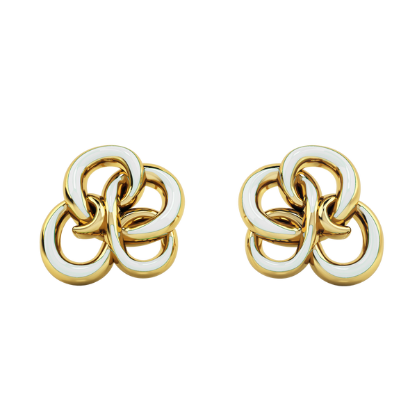 MEMORY KNOT CLOUD WHITE & GOLD EARRING