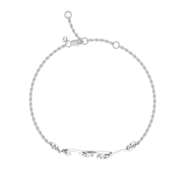 1986 Wiggle Wiggle Bracelet in White Enamel & Rhodium Bracelet