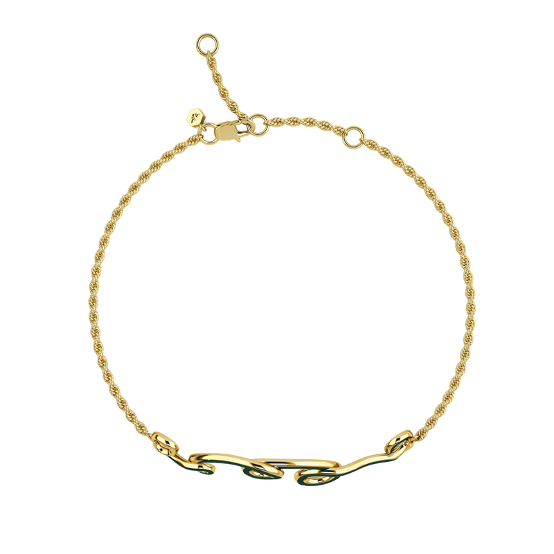 1986 Wiggle Wiggle Bracelet Emerald Green Enamel & Gold